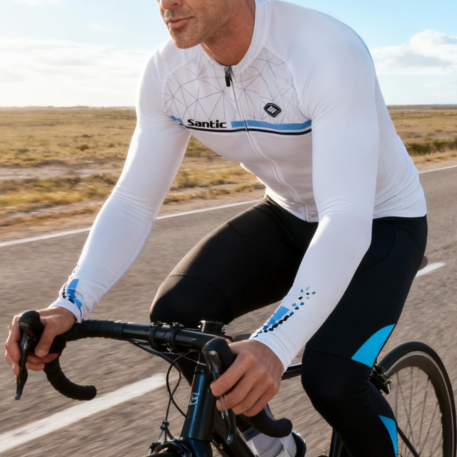 Santic Maillot Cyclisme Homme Manches Longues Respirant avec Poches Blanco EU XXL