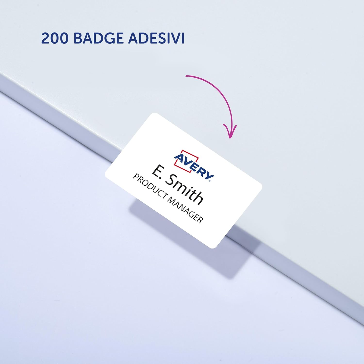 Avery L4785-20 Printable Name Badge Stickers – Customisable, 80 x 50 mm, 10 per Sheet, 200 Badges Total