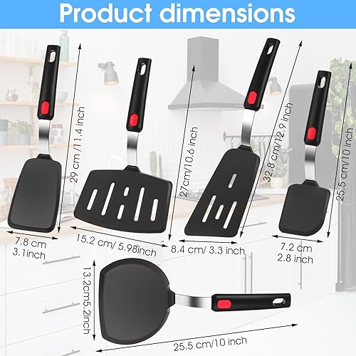 Miniatura 2 de Juego de 5 espátulas de silicona para utensilios de cocina antiadherentes, juego de utensilios de cocina resistentes al calor de 600 F para huevos,