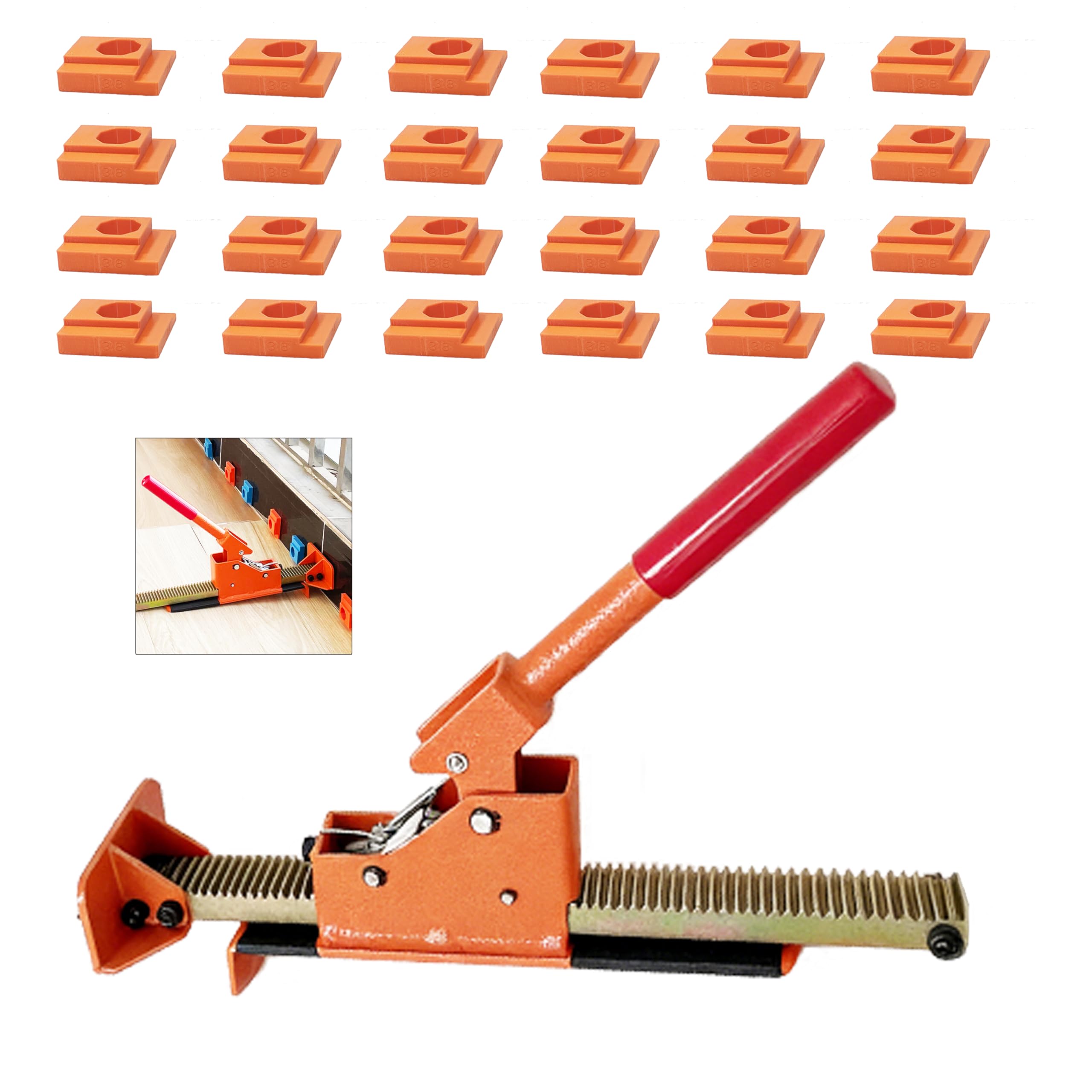 WELLHOME Hardwood Flooring Jack Positioning Tools - Laminate Flooring Spacers Kit-Wear-Resistant Carbon Steel Multiple Specifications Plastic Vinyl/