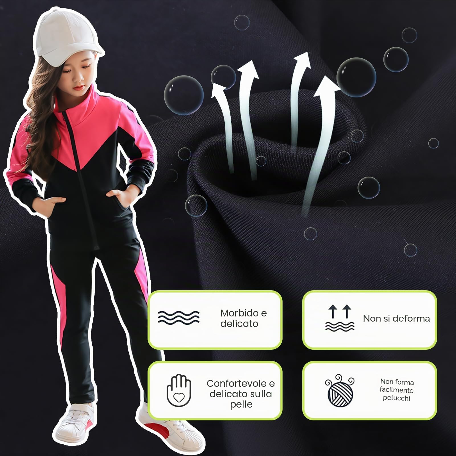 Ragazze Tuta da Jogging Bambini 2 pezzi Set Tuta Sportiva Giacca con Cappuccio+Pantalone Set di Abbigliamento