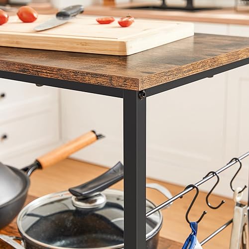 Miniatura 6 de VASAGLE - Estante para hornear, estante de cocina, isla de cocina, soporte para horno de microondas con 3 estantes abiertos, 6 ganchos, marco de