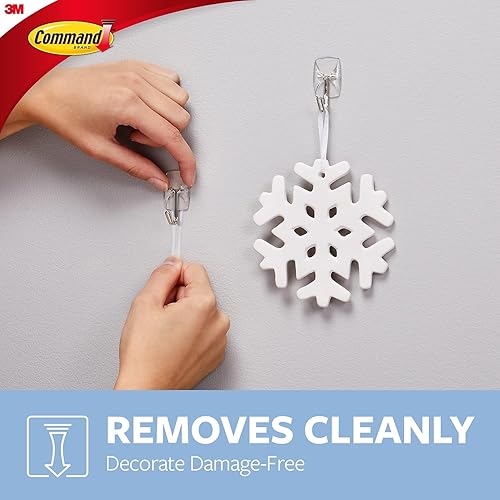 Miniatura 8 de Command Ganchos de alambre pequeños, 15 ganchos, 20 tiras adhesivas transparentes, ganchos colgantes sin daños, sin herramientas, tiras para colgar
