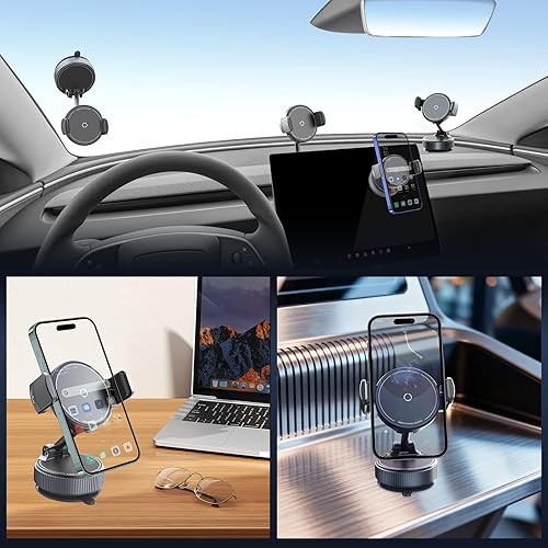 Miniatura 2 de Soporte mejorado de 360 para teléfono con aspiradora de nano gel con ventosa reforzada (108 libras de succión más fuerte), soportes para teléfono