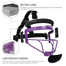 Dinictis Softball Face Mask, Lightweight, Comfortable, with Wide Field Vision, Durable and Safe Face Guards, Premium Protective Softball Fielder\'s Mask-Purple-Child(S)