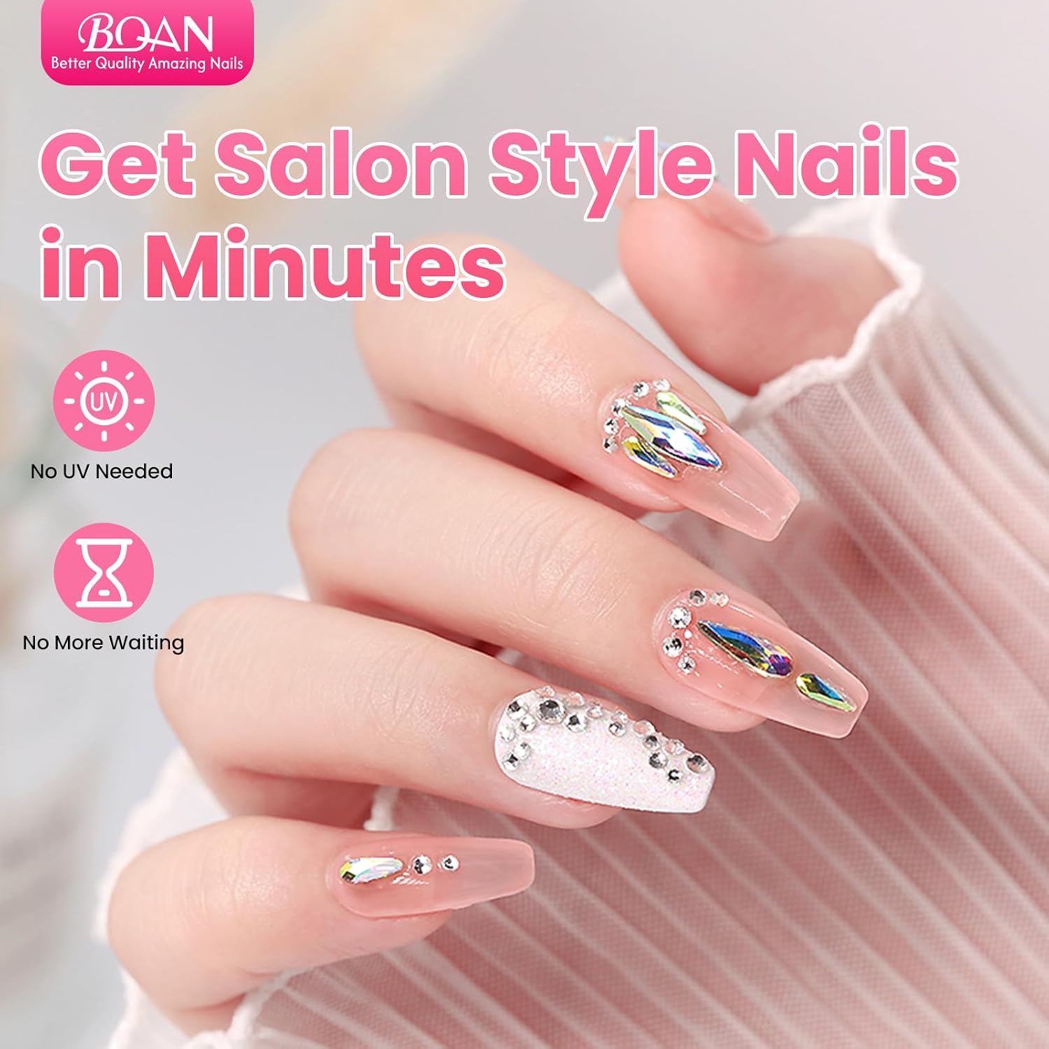 BQAN Semi Nail Glue Brush on Kit for Press on Nails & Nail False Tip | 8ml Hema Free & Non-Acetone Glue | No UV Need | Super Strong & Fast Drying | 10ml Pinpoint Nail Glue Remover | Home & Salon