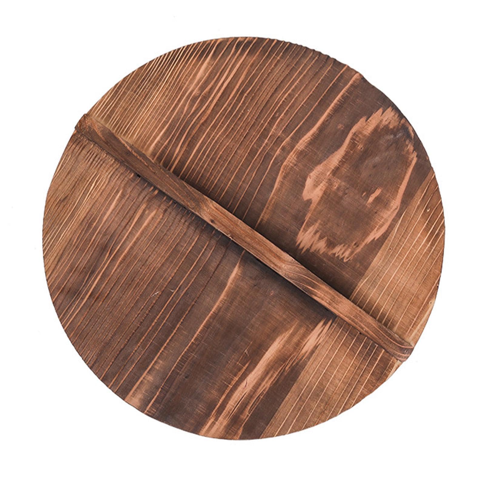 ALCXAZS Wooden Pan Lid Frying Cover for Cam Lodges Pots Kitchen, Brown, 22CM