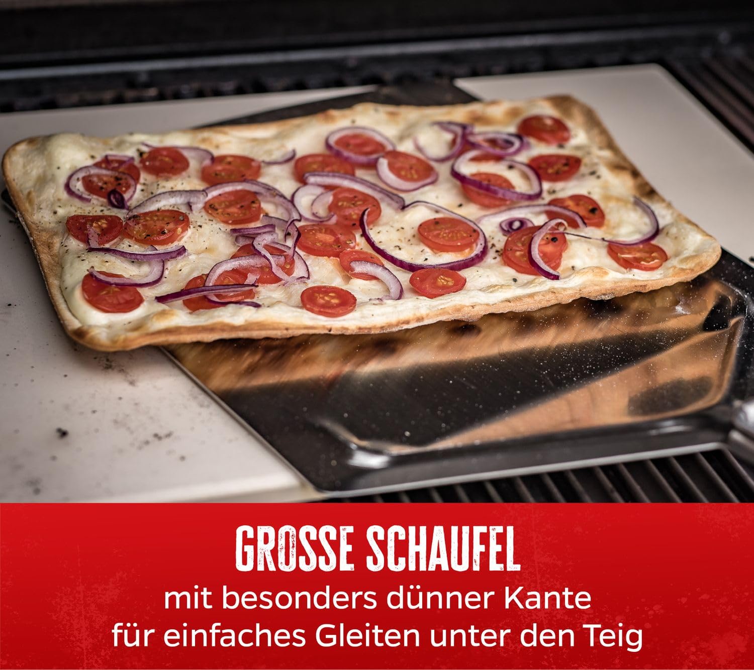 Grillfürst Pizzaheber aus Edelstahl, klappbar - Pizzaschaufel für Brot, Flammkuchen u. v. m., Pizzaschieber mit Einer Fläche von 24 x 25 cm