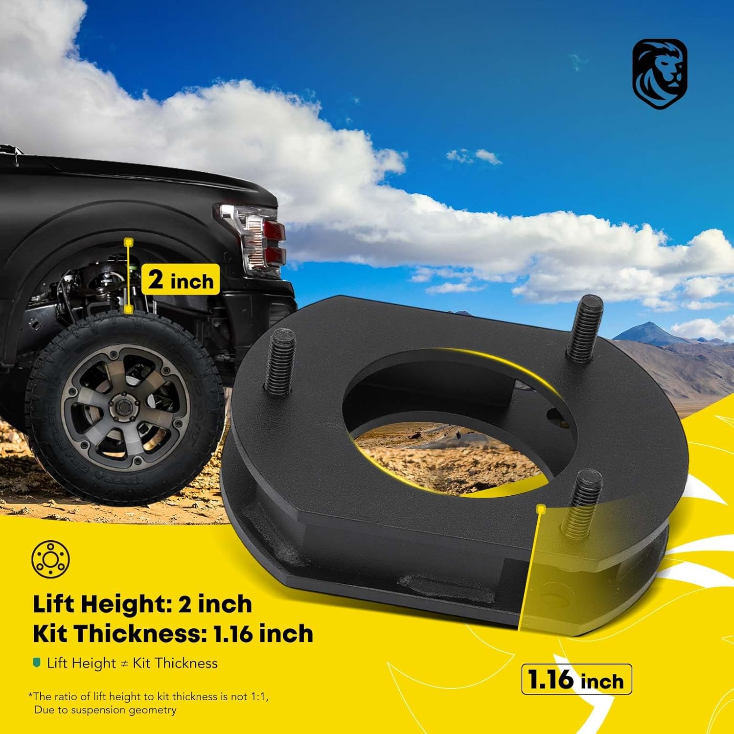 YHTAUTO 2 inch Front Leveling Lift Kit Compatible with Jeep Grand Cherokee WK2 Series 2011-2022, RWD/4WD, Steel Strut Spacers Suspension Leveling Kit w/Hardware Kit Set of 2