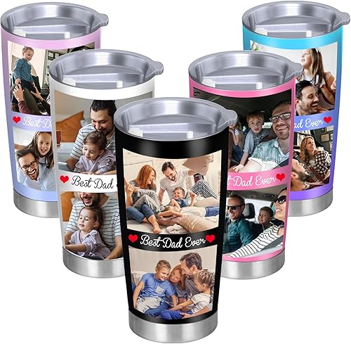 Vasos personalizados con tapas de fotos y pajitas de 20 onzas vaso de café de acero inoxidable con foto personalizada con nombre texto taza de café