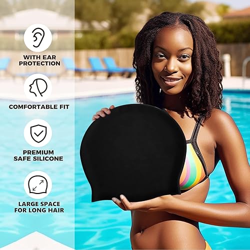 Miniatura 3 de Extra Large Swim Cap - Swim Cap for Long HairShort Hair, Swim Cap for Braids and Dreadlocks - Silicone Swim Caps, Keep Hair Dry
