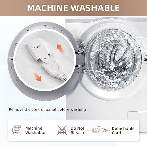 Miniatura 8 de Protector de colchón térmico King, protector de colchón eléctrico con 9 ajustes de calor, función de memoria, calentamiento rápido, 1-12 horas de