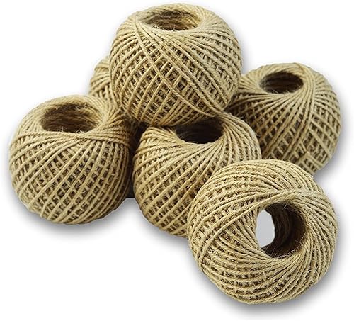 Miniatura 2 de Cordel de yute para manualidades, cuerda de carnicero o jardín, paquete de 6 rollos de 220 pies por rollo