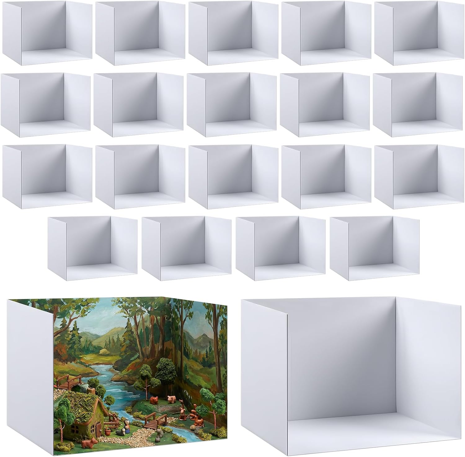 20 Pcs Cardboard Diorama Display Kit 11.8" x 8.7" x 8.3" White Display Box Project DIY Craft Diorama Boxes for School Projects Model Scenes Fair Arts Crafts