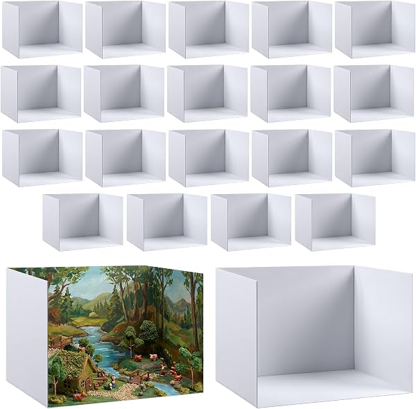 Poola Voidra Caja de Diorama 20 Piezas 30x22x21 cm, Cartón Blanco para Exhibición DIY | Caja de Proyecto para Proyectos Escolares, Escenas de Modelos, Mini Estudio de Fotos, Exhibiciones de Arte, Manualidades para Ferias