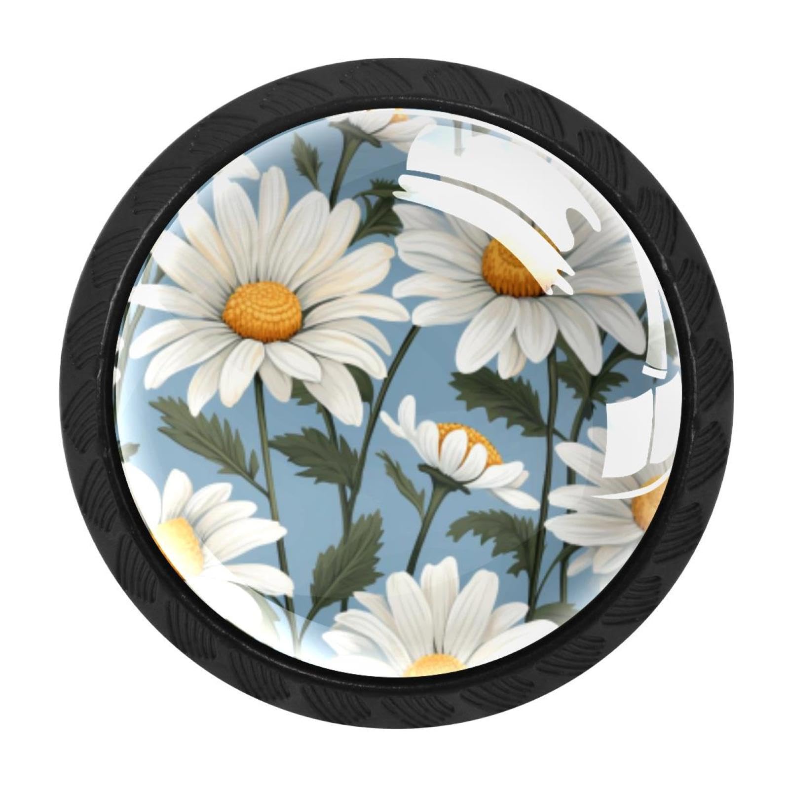 Chenzzzz Multicolored 01 4 Pieces Daisy Drawer Knobs, 35Mm Black Cabinet Knobs, Drawer Pulls And Knobs, Dresser Drawer Knobs, Cabinet Hardware Kitchen Cabinet Knobs