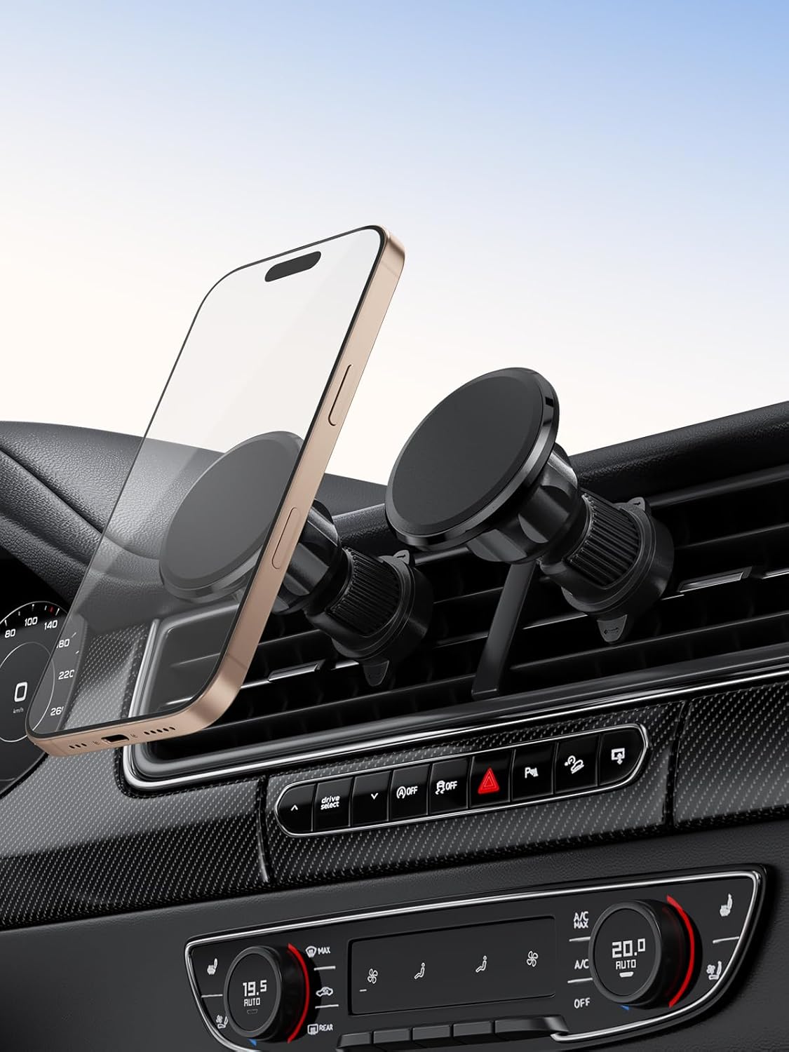 CableCreation Magnetic Car Phone Holder Stand, AC Vent Mount with Strong Magnetic Grip, 360 Degree Rotation, Single Hand Use, Shockproof Build, Mobile Stand for Car