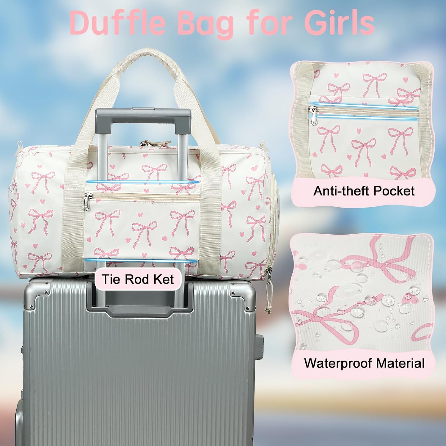 LOIDOU Kids Duffle Bag for Girls, Lightweight Girls Overnight & Weekender Travel Bag with Shoe Compartment and Wet Pocket, Cute Duffel Bags for Toddler Dance, Kids Sleepovers, Gym & Weekend Trips