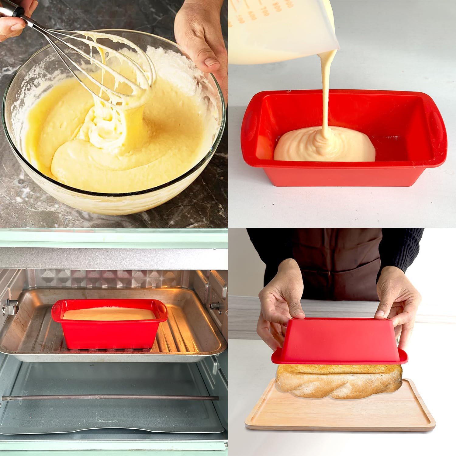 AVIDON Silicone Baking Pans Sets - Nonstick Bakeware Set with Loaf Pan, Muffin Pan, Square/Round Cake Pan, silicone baking molds for baking cakes, loaf, bread (7.5inch loaf pan x 4 packs) - Image 8