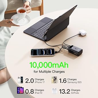 Nanotechnology Portable Charger 10000mAh with 2 Built-in Cables 45% Smaller