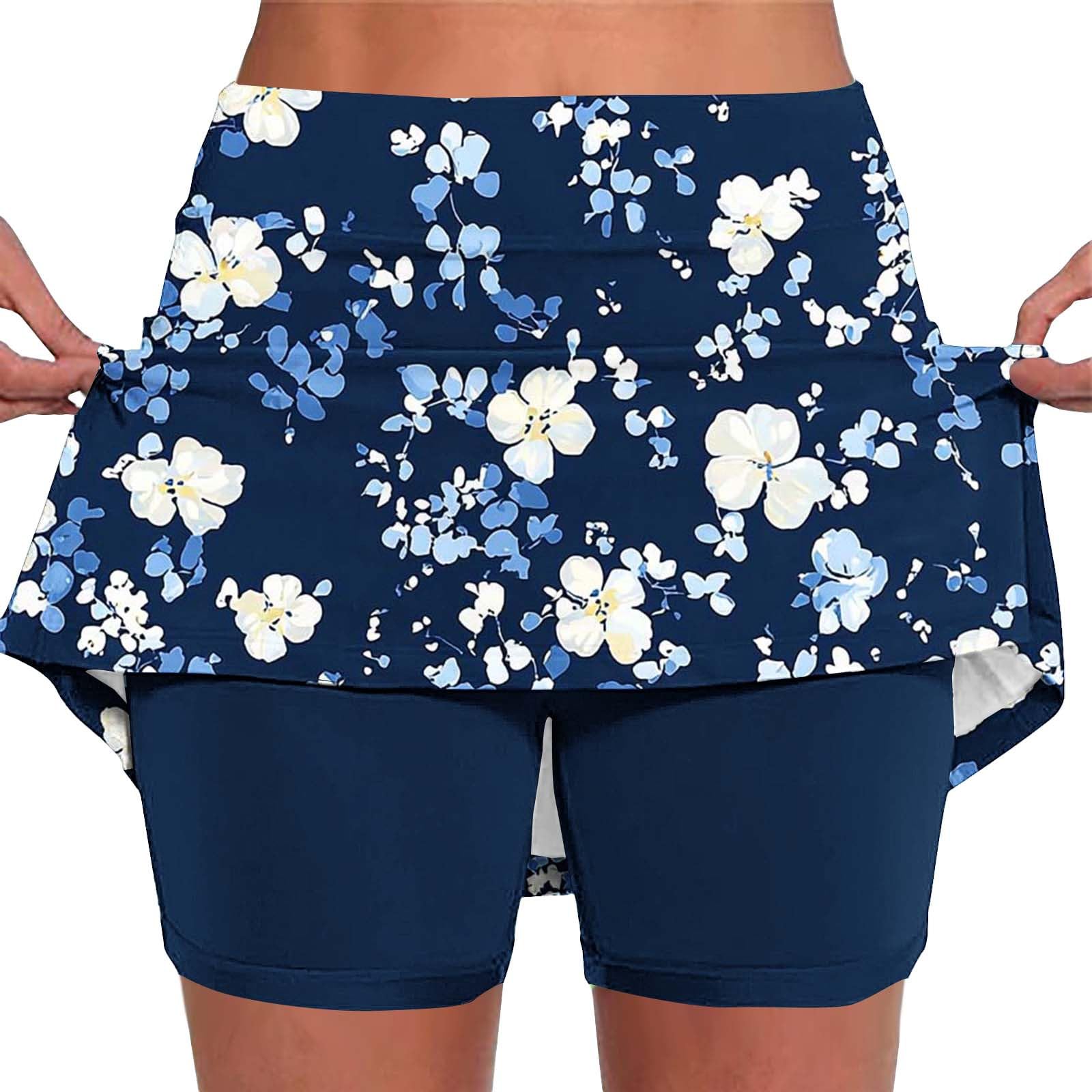 Skorts for Women Plus Size Tummy Control Legging with Skirts Casual High Waist Mini Skirts Athletic Tennis Short — view 24