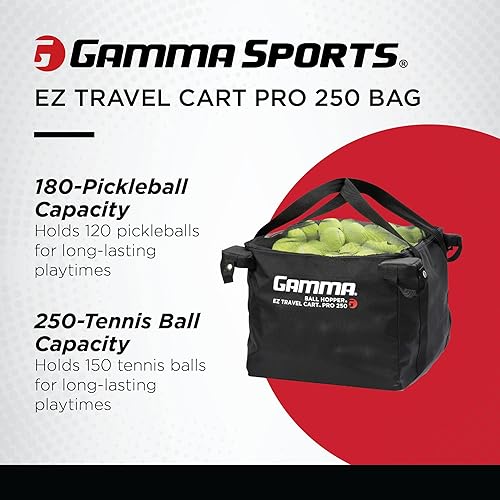 Miniatura 2 de GAMMA Sports EZ Travel Cart, Tennis & Pickleball Hopper, Padel, Portable Compact Design, Sturdy Lightweight Construction, EZ Bags, 150 or 250