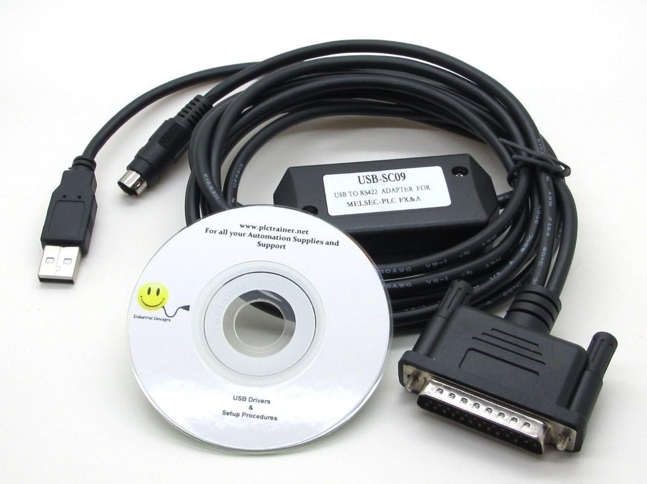 Industrial Concepts Mitsubishi PLC Cable USB-SC09 MELSEC SC-09 Full A or FX Series