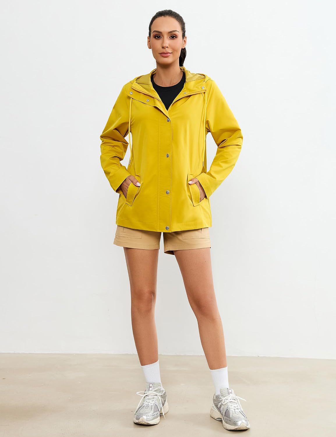 luvamia Rain Jacket Women Waterproof Lightweight Rain Coats Hiking Travel Windbreaker Raincoats with Adjustable Hood