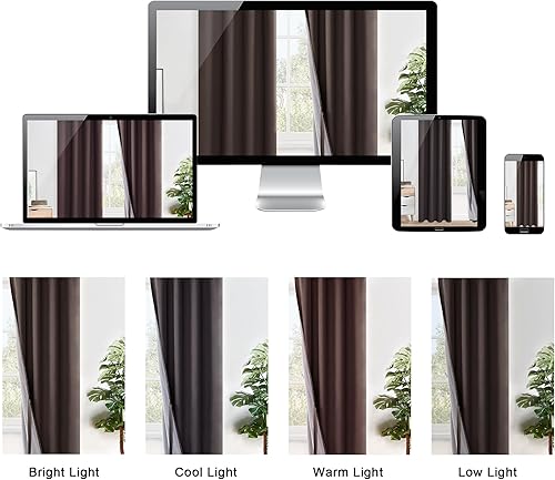 Miniatura 8 de XWZO Cortinas 100% opacas de 54 pulgadas de largo con alzapaños, cortinas de ventana con aislamiento térmico y eficiencia energética, ojales en la