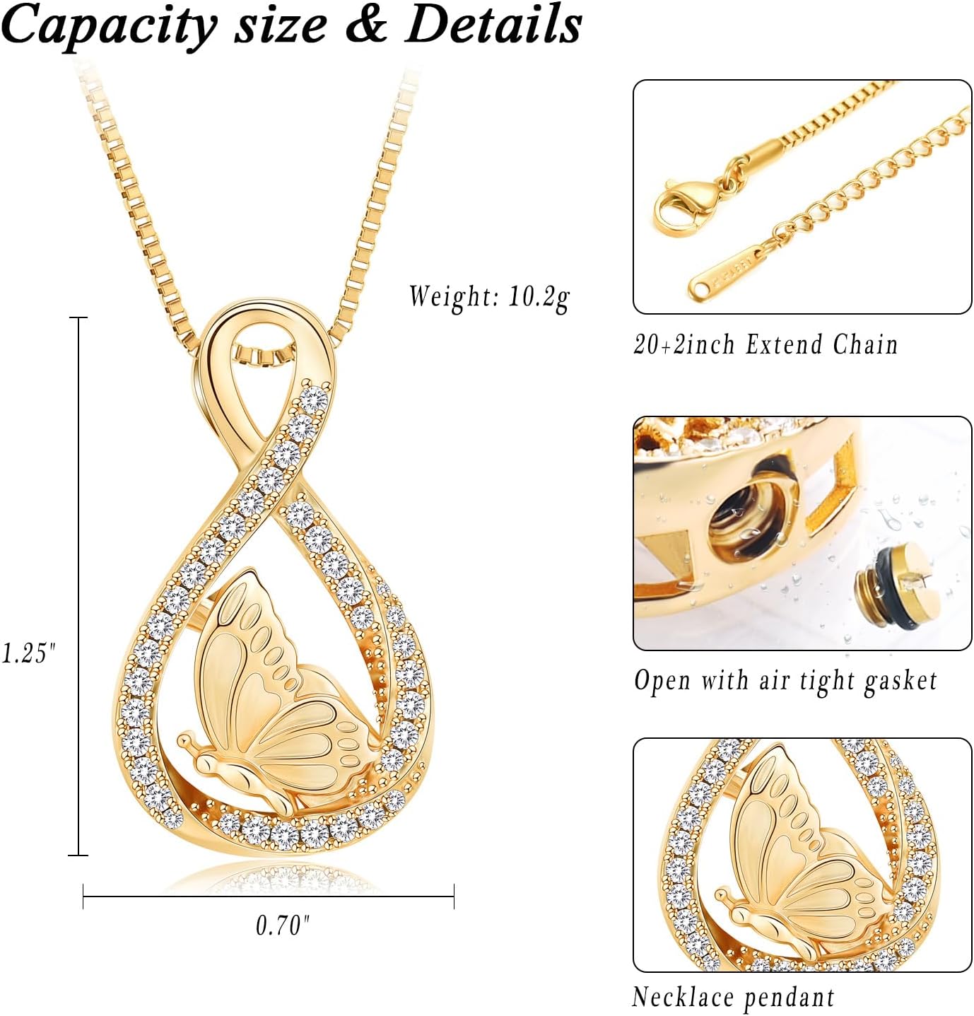 XSMZB Cremation Jewelry for Ashes Infinity Urn Necklaces for Ashes Pendant Locket Keepsake Memorial Jewelry for Urns - Image 2