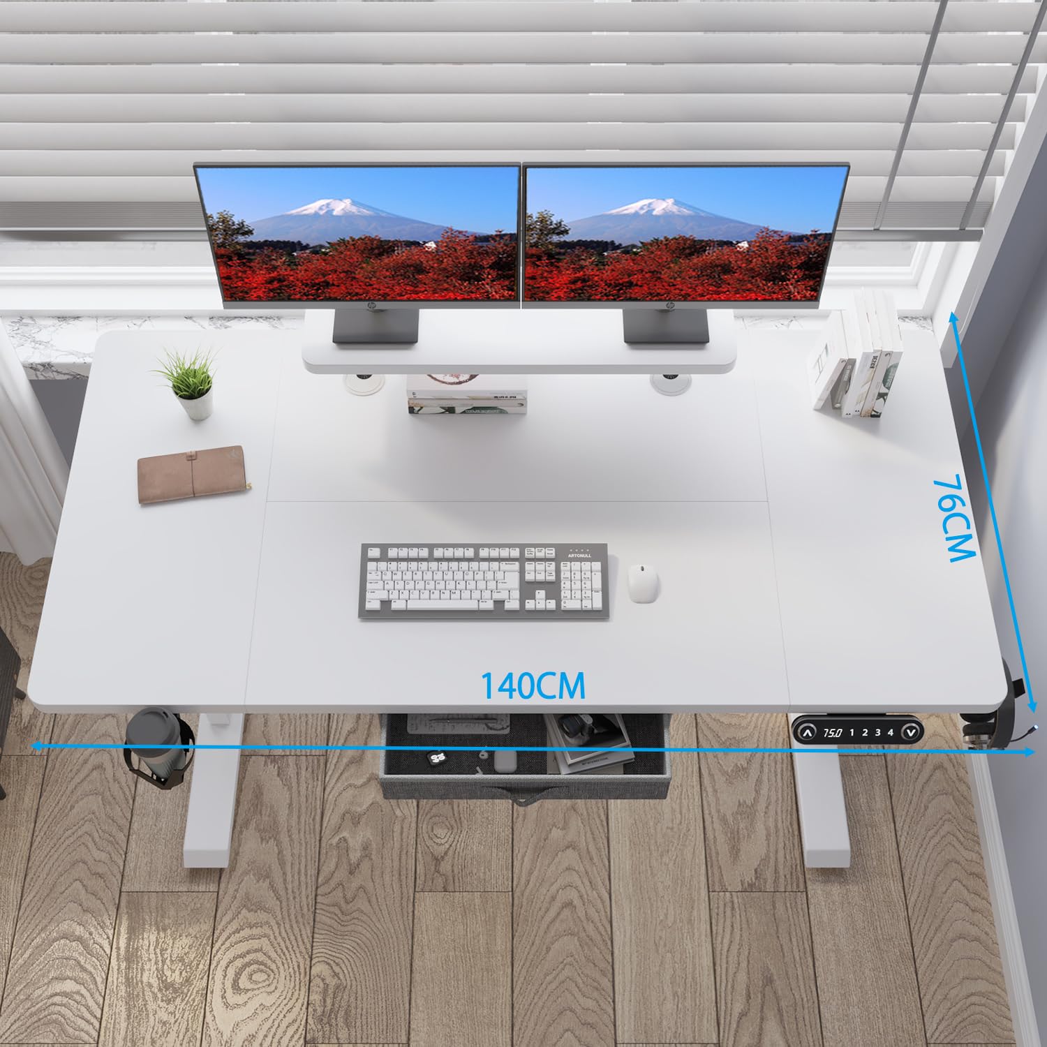 Amazon | BilBil パソコンラック デスク 昇降式 電動昇降式机 140CM