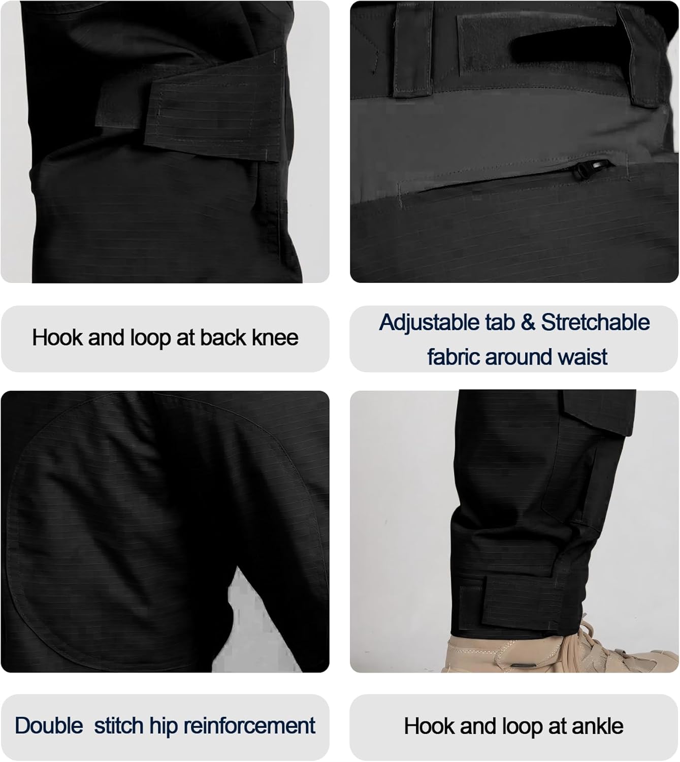 Men’s Tactical Pants with Knee Pads Camo Cargo Pants Waterproof Hiking Pants 10 Pockets No Belt - Image 4