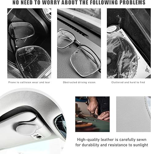 Miniatura 5 de Soporte para lentes de sol para visera de automóvil, clip magnético de cuero para gafas, clip universal para boleto de tarjeta, accesorios para