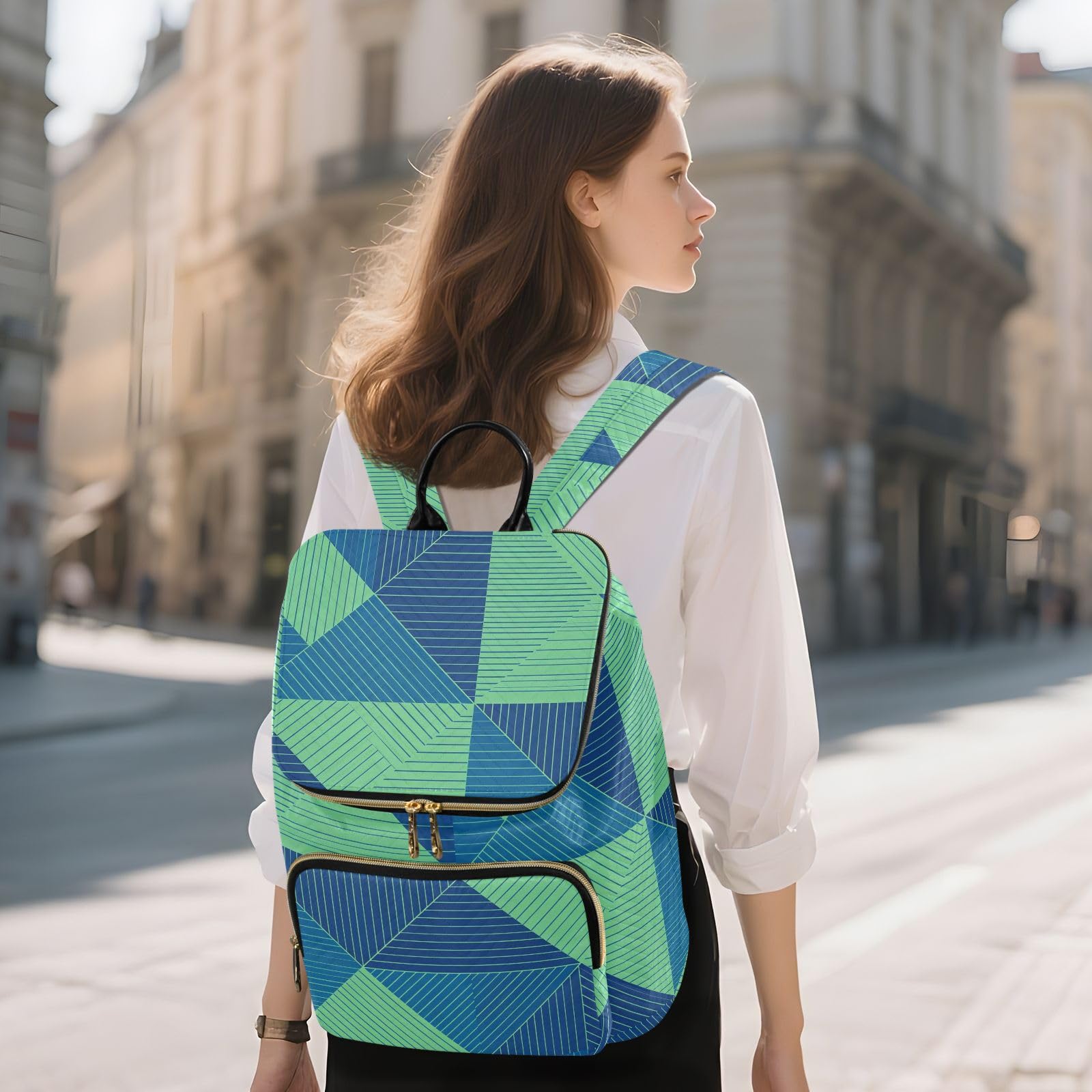 Zaino da donna, 15 l, alla moda, morbido, leggero, adatto a tutti gli abbinamenti | Robusto tessuto trapuntato convertibile silhouette multi tasche con cerniera per donne viaggi shopping sport