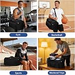 45L Sac à bandoulière sport - 20 inch Weekender Duffel Sac pour le voyage, entraînement, fitness, entraînement (noir)
