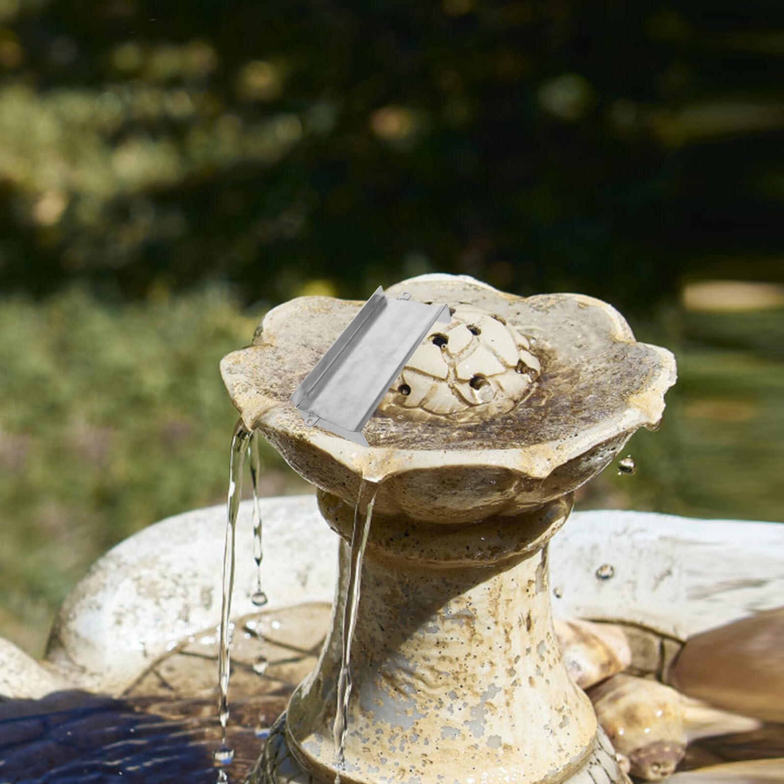 Abaodam Canale di Scarico a Cascata in Acciaio Inox 20x10x2,5 Cm per Fontane da Giardino, Sfioratore per Laghetti Fai da Te e Giochi D’Acqua Esterni, Accessorio per Cascata Naturale