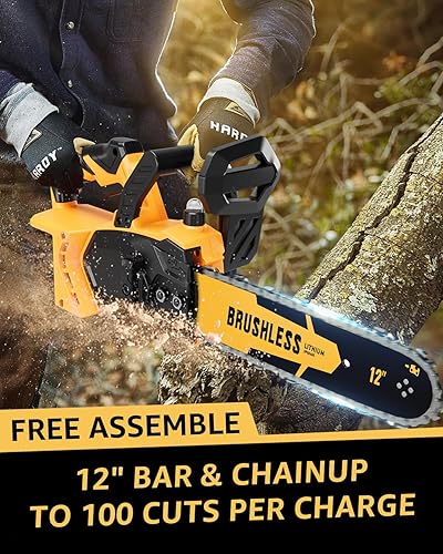 Miniatura 6 de Motosierra eléctrica inalámbrica sin escobillas de 12 pulgadas, compatible con batería Dewalt de 20 V máxima, (sin batería incluida), motosierra de