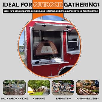 Authentic Pizza Ovens Maximus Prime Arena Portable Wood-Fired Outdoor Pizza Oven, Handmade in Portugal, Stainless Steel Chimney, Pizza Peel, Thermometer, Extra Floor Tile & Baking Dish Included