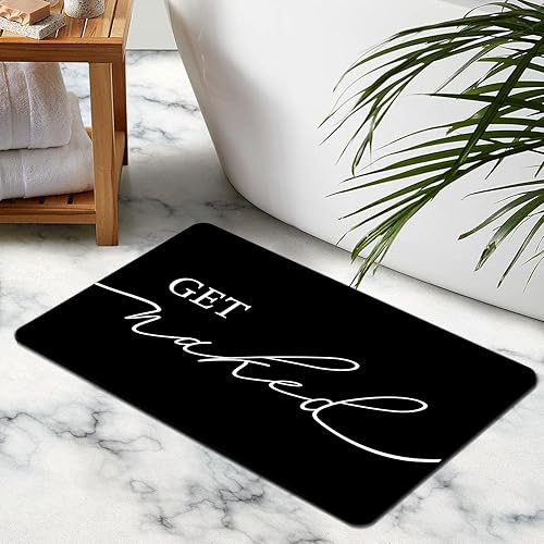 Miniatura 2 de MUGINYU Alfombra de baño negra de secado rápido, divertida alfombra de baño para colocar debajo de la puerta, absorbente y antideslizante para