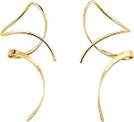 Earrings for Women Spiral threader earrings 14K gold earrings hand bent dangle earrings for women，suitable for gift giving, perfect for your birthday party, Christmas, gift giving.