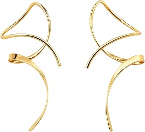 Earrings for Women Spiral threader earrings 14K gold earrings hand bent dangle earrings for women，suitable for gift giving, perfect for your birthday party, Christmas, gift giving.