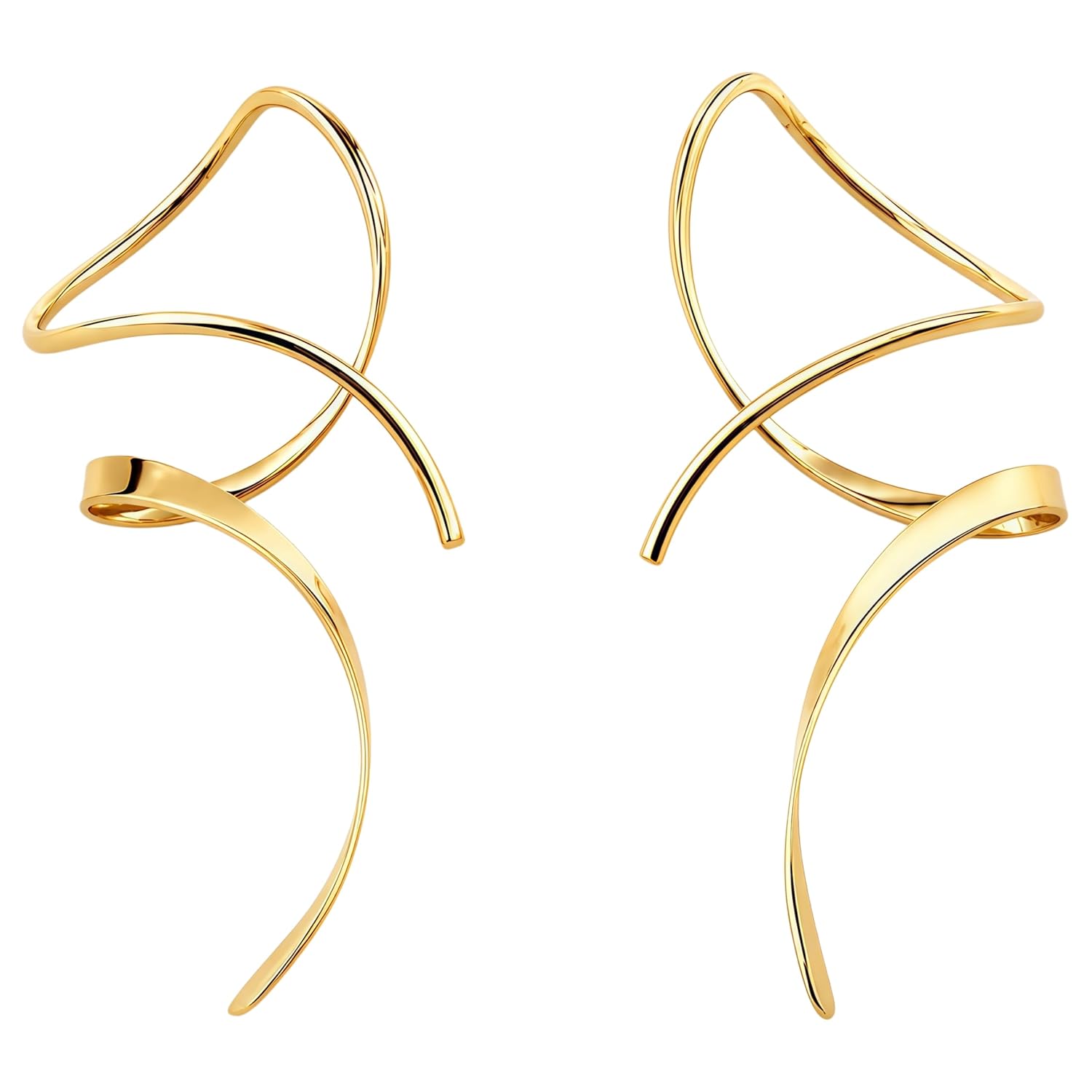 Earrings for Women Spiral threader earrings 14K gold earrings hand bent dangle earrings for women,suitable for gift giving, perfect for your birthday party, Christmas, gift giving.