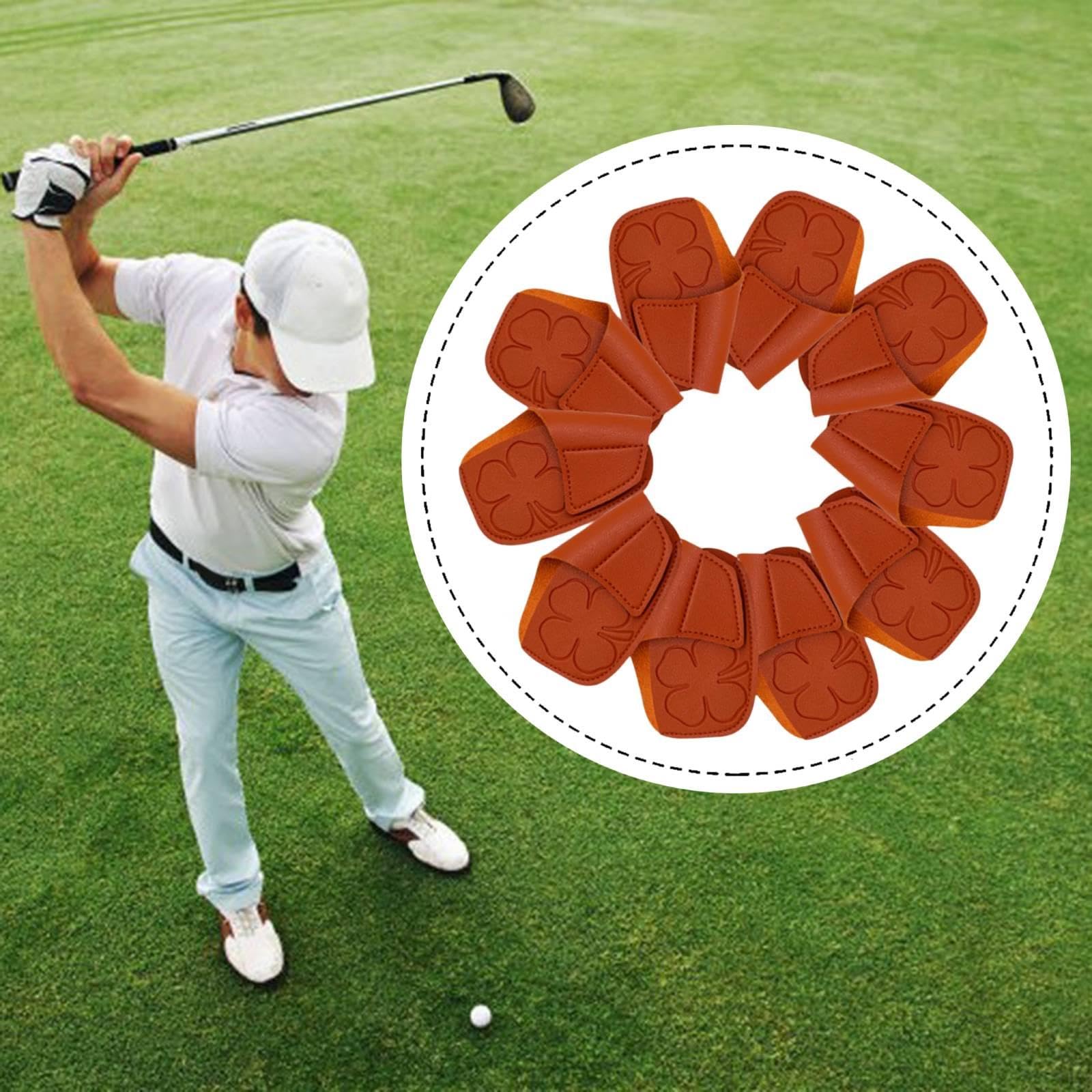 10 Fundas para Palos de Golf, de Cuero Sintético PU, para Protección de Hierros de Golf, Ideales para Practicar, Viajar Y Jugar.