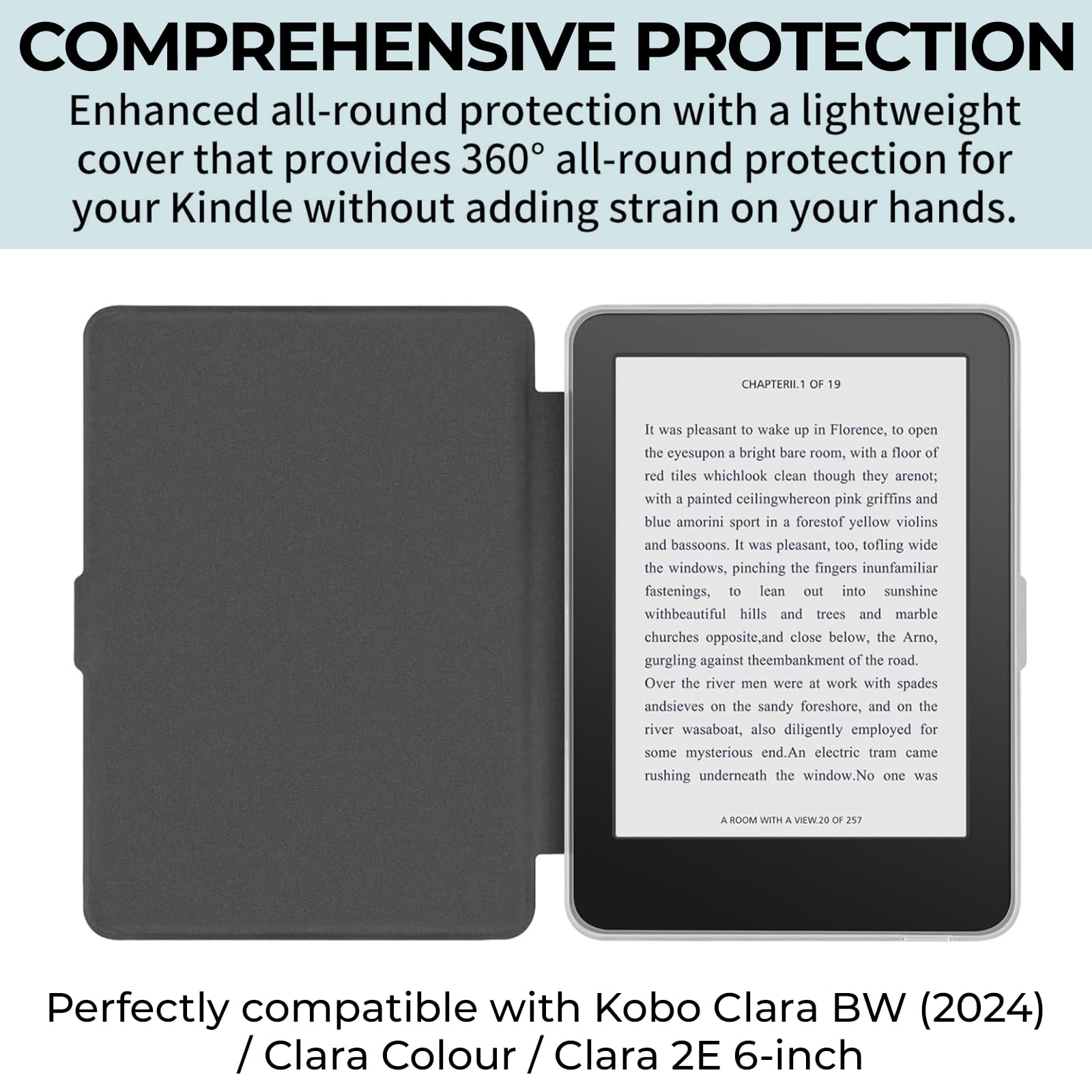 Funda para lector electrónico, compatible con Tolino Shine Color/Shine 5/4 y Kobo Clara Colour/BW/2E, delgada, sueño/despertar automático, incluye 50 pegatinas retro para lectura - 5