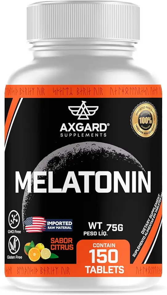 Melatonin - Melatonina - 150 Tabletes - Importada - Sabor suave Citrus Laranja com Acerola- Axgard Supplements