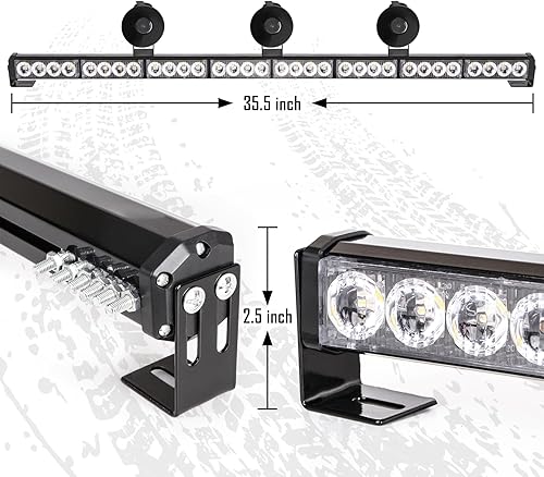 Miniatura 6 de Barra de luz de emergencia LE-JX de 36 pulgadas, con 16 modos de parpadeo, 32 luces LED estroboscópicas, barra de luz de seguridad, auxiliar de