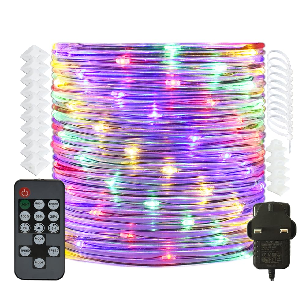 RcStarry 20M/66Ft 200 LED Dia 3MM Rope/Wire Lights Multicolor, Dimmable Indoor/Outdoor IP67 Waterproof Fairy Lights Plug in with Remote, Memory, Timer, for Garden, Patio, Deck, Bedroom and More