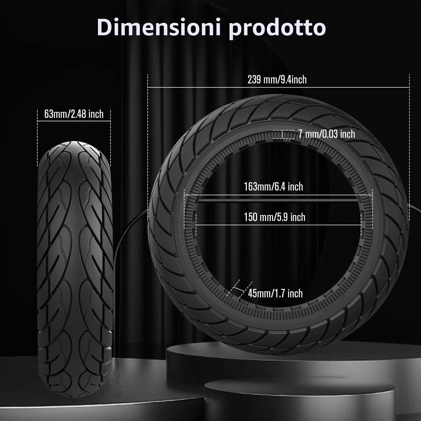 OUXI Pneumatico Solido 10x2.5 Pollice Pneumatici Pieno 10x2.5 Anti Scivolo, Pneumatico Solido Per Scooter elettrico Ad Alto Rimbalzo E Assorbimento Degli Urti