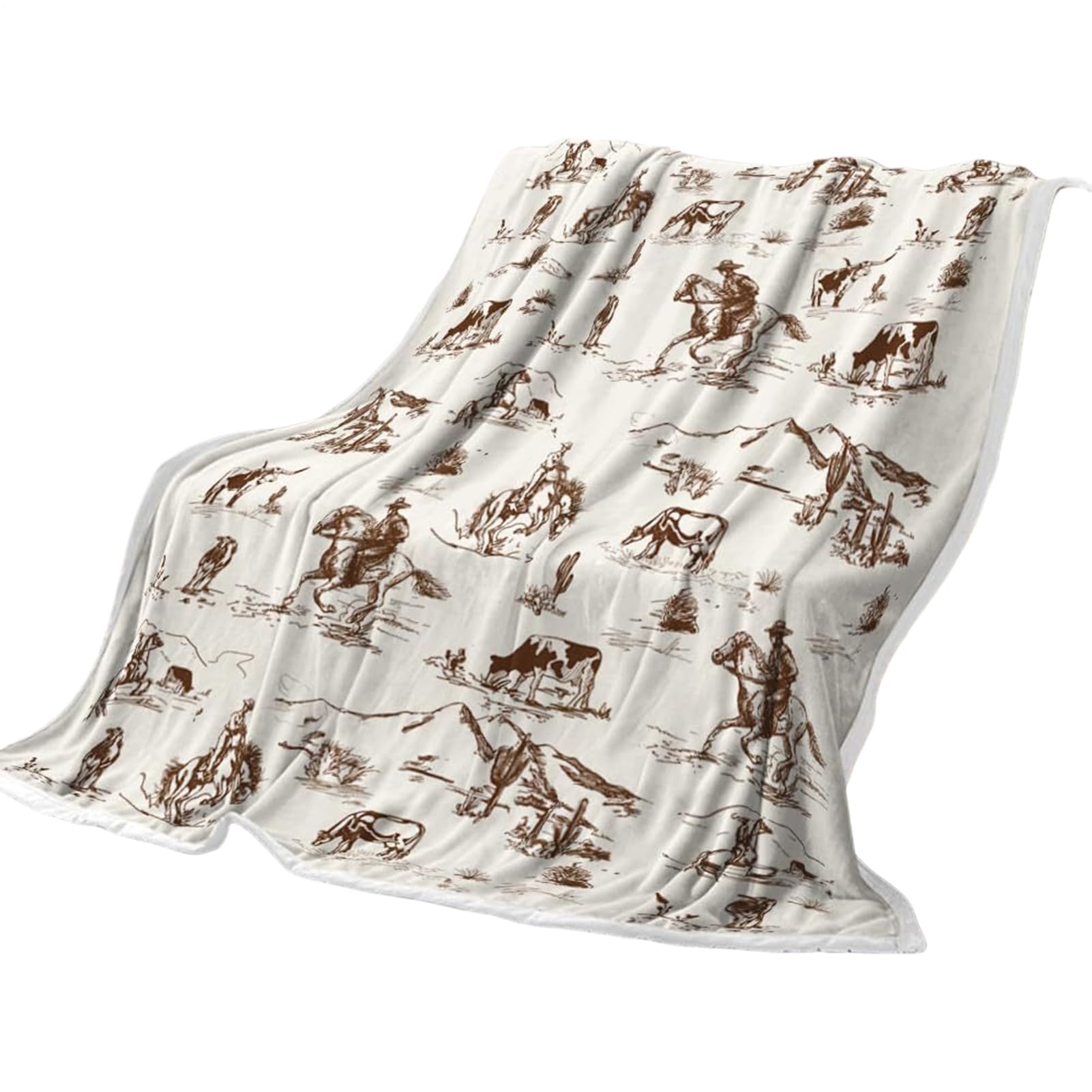 Western Baby Blanket,Cowboy Nursery Decor - Cozy Vintage Bedding Sheet Comforter Cover For Living Room Car Picnic Farmhouse Camping