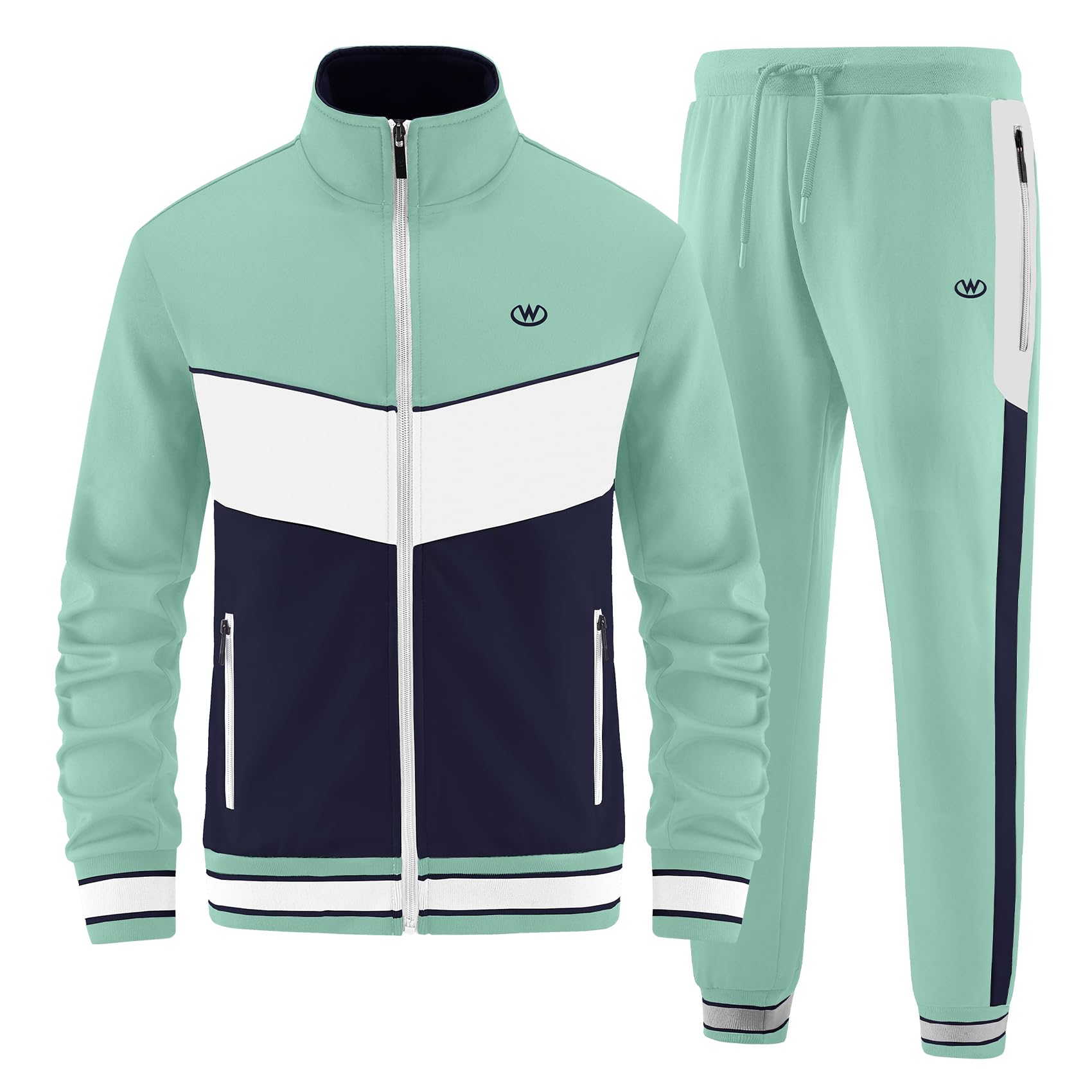 ANOTWENER Herren Trainingsanzüge Sets lässig lange Ärmel voller Reißverschluss Jacke und Jogginghose Jogginganzug Sport Outfits